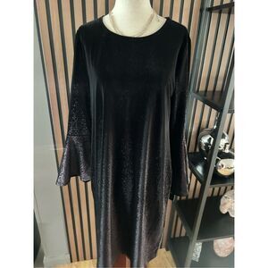 Alfani Women Long Bell Sleeve Glitter Plum Ombré Purple Shift Velvet Dress 12P